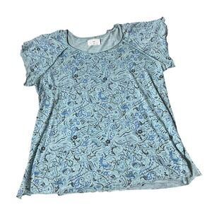 t.la Anthropologie Boho Paisley Floral Tee Womens Medium Blue‎ Short Sleeve Top